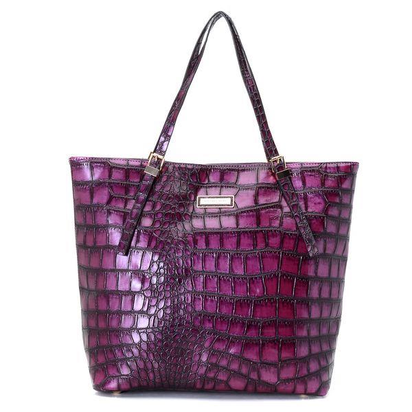 michael kors gia large slouchy tote purple crocodile-preget skinn På Salg Rimelig b0m6k